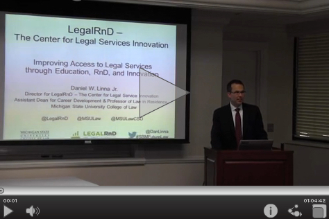 Daniel M. Linna. Improving access to legal services through education, RnD, & innovation.