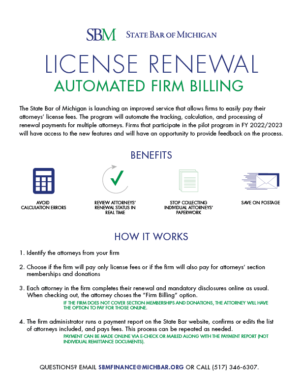 License Renewal - Automatic Firm Billing One-Sheet PDF