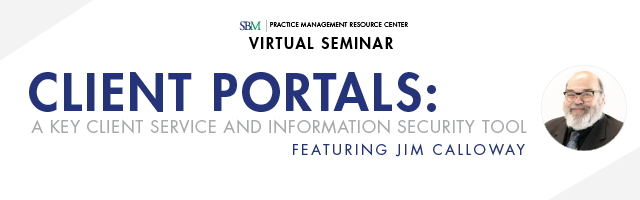PMRC Virtual Seminar Banner - Client Portals: A Key Client Service and Information Security Tool